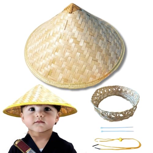 笠 菅笠 小さい 子供 キッズ サイズ 36㎝ 自然素材 五徳 付き 三度笠 武士 竹 編み [並行輸入品] - ノーブランド品 - 商品画像