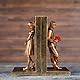 SQAQS Banksy Couple Creative Buchstützen, Heavy Duty Bücherregal für Arbeitszimmer, Wohnzimmer und Büro, skandinavische Licht Luxus Bücherregal Dekoration, Desktop Storage Bücherregal (Gold)