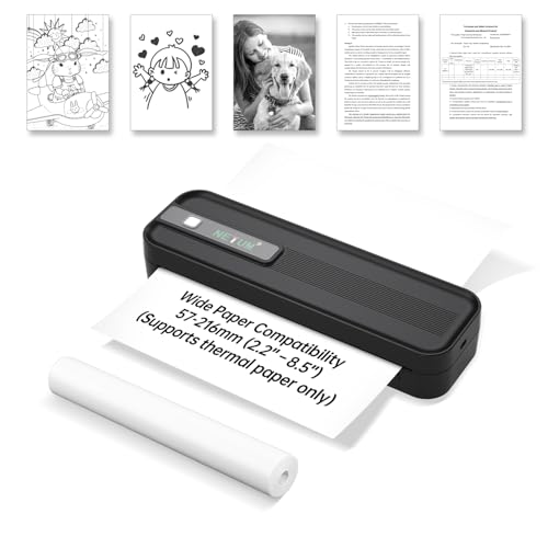 Image of NETUM P801X Portable Thermal Printer, Wireless Bluetooth & Inkless, Smudge Free Printing, Supports 8.5 inchx11 inch US Letter & A4, for iOS, Android & PC, Home Office, Travel, Mobile Printing, Black