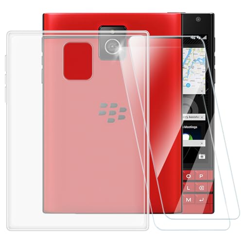 Coque TPU Imprimée + Lot de 2 Vitres Trempées Compatible avec Blackberry Passport Q30, Coque Artistique Fine Antichoc, Résistante aux Rayures, Protection...