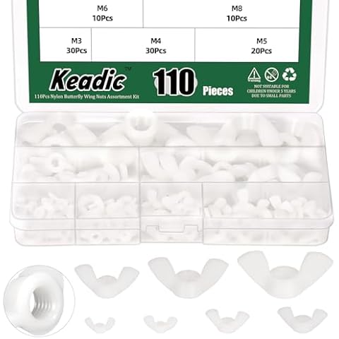 Keadic 110Pcs Nylon Wing Nuts Set Cover