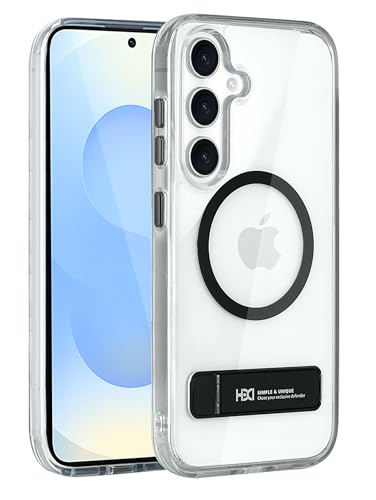 Image of BOUNCEBACK Polycarbonate Shockproof Transparent Hybrid Back Case /Cover with Kick Stand Support Magnetic Charging for Samsung Galaxy S25 - (Clear Black)