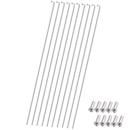 WQJZTX 10 radios de acero inoxidable de 14 G y 2 mm, accesorios de pezones de bicicleta de carretera 250/255/258/261/263/265/275/296 mm (10 piezas -255 mm)