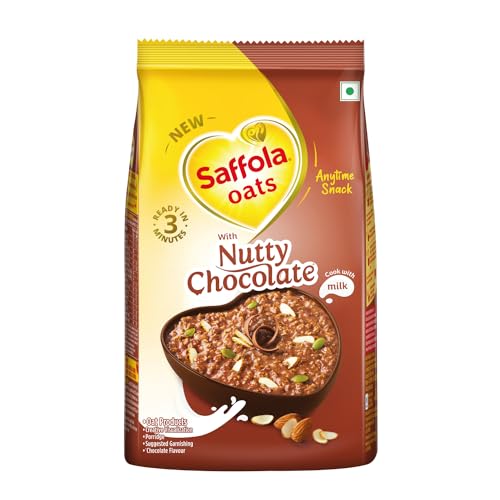 Saffola Oats with Nutty Chocolate, Chocolate Flavoured Oats with High Fibre, Anytime Snack, 400g (B0CNX7MP12) Amazon Price History, Amazon Price Tracker