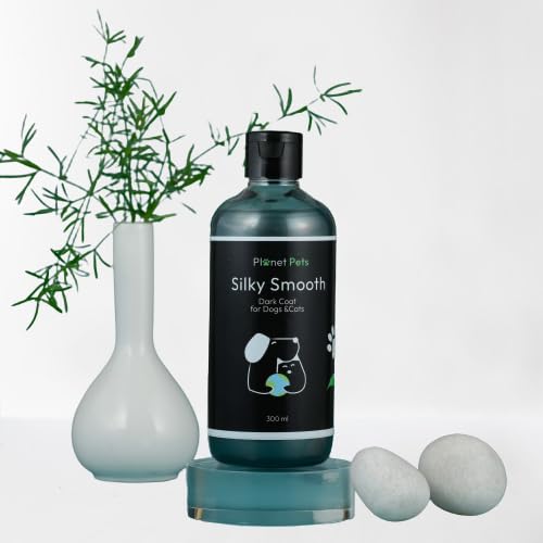 Planet Pets Silky Smooth Shampoo for Dogs and Cats | Developed to Retain and Enhance Natural Black And Dark Hair colour | Enriched with Omega 3, Protein & Natural Essential Oils, Paraben Free (300 ML)