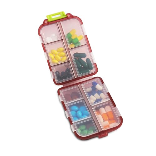 Wopanxye 7日間 ピルケース 薬ケース 携帯用 持ち運び くすりけーす カプセル 錠剤 魚油 ビタミン くすりいれ サプリケース 1週間分サプリメントケース 小型薬入れケース 錠剤ケース 10分割 小物収納 密閉 防湿 軽量 旅行 ポケットサイズ