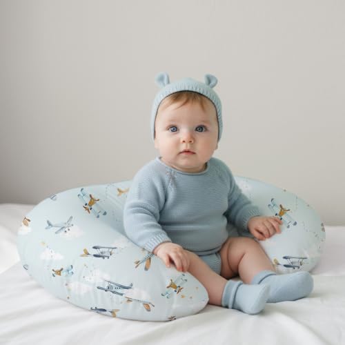 Image of Little Grape Land Nursing Pillow Covers 2 Pack, Soft & Breathable Removable Breastfeeding Pillows Covers for Feeding Pillows, Nursing Pillow Slipcover for Baby Girls Boys, (Plane)