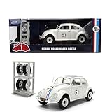 Jada Herbie The Love Bug Volkswagen Beetle Hollywood Rides 1:24 Die-Cast Vehicle with Tire Rack Toys