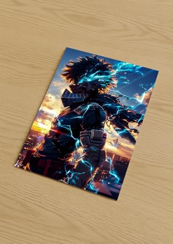Image of NIJUKA Anime Printed A4 Size Metal sheet Poster For Home And Room Decoration | For Anime Art Fans Boys And Girls (100% Power User OFA)