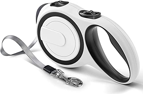 Upgraded Retractable Dog Leash, Heavy Duty Pet Walking Leash with Anti-Slip Handle, 16ft Strong Nylon Tape for Medium Large Dogs up to 110lbs, One Button Lock & Release