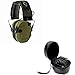 Walker's Razor Slim Shooter Electronic Hunting Folding Hearing Protection Earmuffs w/ 23dB Noise Reduction and Shockproof Carrying Case, Green Patriot