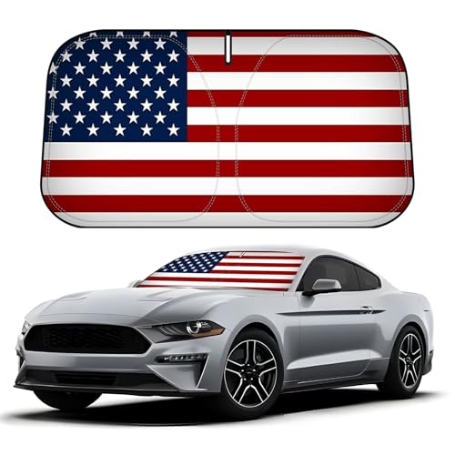 D-Lumina Windshield Sun Shade American Flag for 2015-2025 Fo-rd Mustang (NOT for Fo-rd Mustang...