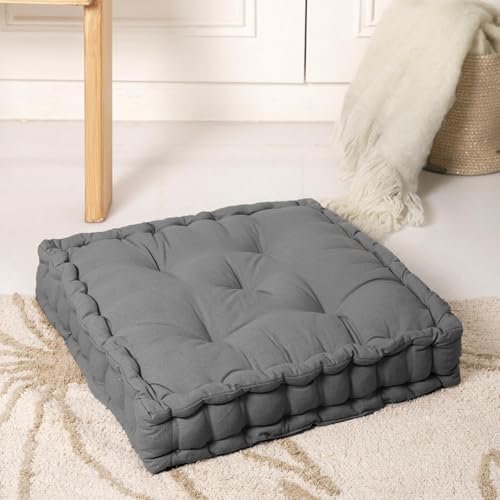 Image of PrettyKrafts Cotton Chair Pad | Chair Cushion Pad | Chair Cushion | Soft & Comfortable Sitting | Chair Cushion Pad for Sitting (40x40x8cm, Grey Large)