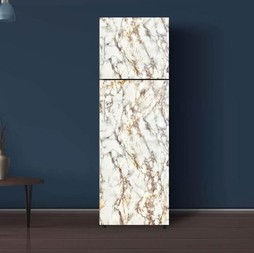 ONETON Marble Sticker Fridge Sticker Self Adhesive Vinyl Sticker Marble Removable Refrigerator Wrap Decorative Sticker (Cream Gold Marble, 24x60 Inch)