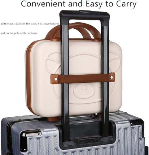 Image of Vanity Case for Women - Hard Shell Cosmetic Travel Bag | Portable Makeup Box | Small Suitcase Style Organizer for Travel, Waterproof & Lightweight-Beige-Pack of 1