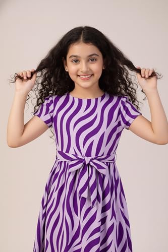 Image of Fashion Dream Girls Fit & Flare Calf-Length Printed Dress|Fancy Western Dresses|Casual Kids Frocks