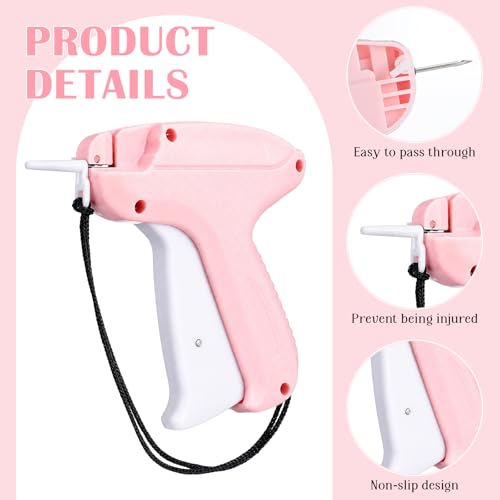 Image of Honoson 3 Pcs Tagging Gun Applicator with 15 Steel Needles,Pink-White | Clothing Tag Attacher for Boutique Consignment Retail, Label System for Price Tags Sales, Ergonomic Grip Wrist Strap