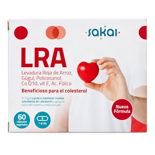 Sakai LRA 60 Cápsulas Vegetales – Levadura Roja de Arroz con Guggul, Coenzima Q10, Policosanol, Vitamina E y Ácido Fólico – 2,99 mg de Monacolinas por Dosis