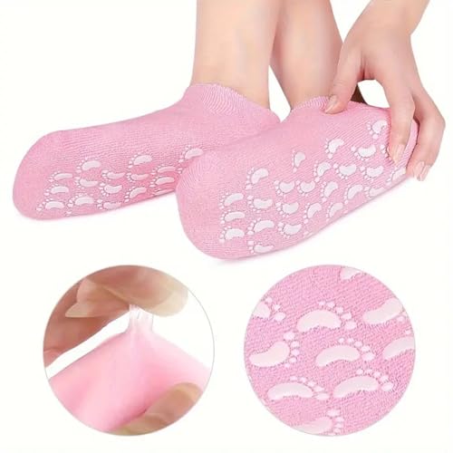 Image of Zuvexa Moisturizing Spa Gel Socks for Cracked Heels & Dry Feet - Hydrating, Softening, Repair Socks for Women & Men - Reusable, Washable, Non-Slip Cotton with Enriched Gel Lining (Pack of 1, 1, count)