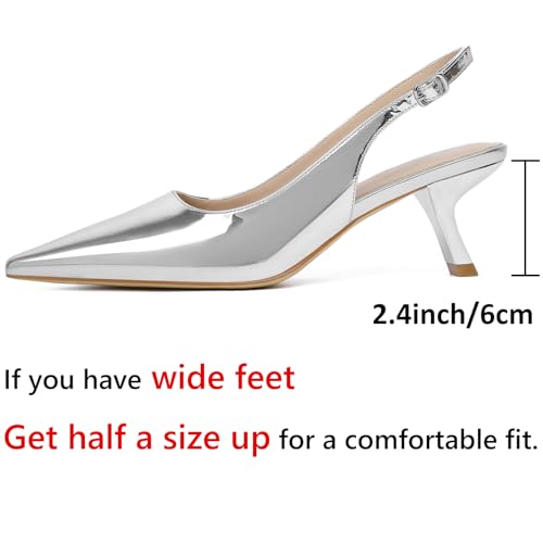 Image of RIBONGZ Sexy Slingback Pumps Elegant Dressy Heels for Women Closed Toe Pointy High Heels Wedding Bride Prom Party Evening Shoes