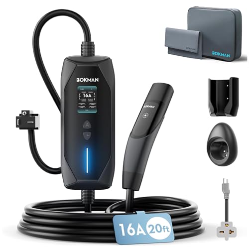 bokman for Tesla Mobile Charger Level 1& Level 2 (120/240V, 16A), 20ft Cable and NEMA 6-20 Plug+NEMA...