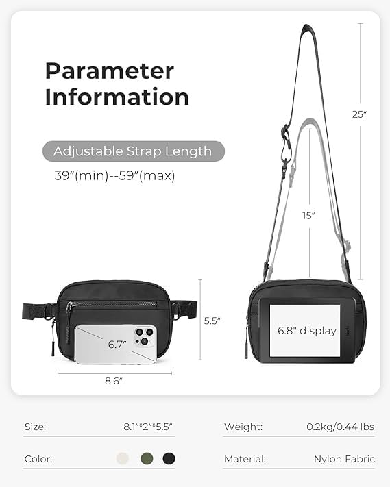 CHOLISS Small Nylon Crossbody Bags for Women and Men Mini Crossbody Purse for Workout Travel with Adjustable Strap Card Slots2