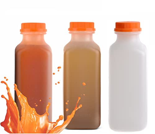 [50 PACK] Empty Plastic Juice Bottles with Tamper Evident Caps 16 OZ - Smoothie Bottles - Ideal for Juices, Milk, Smoothies, Picnic's and even Meal Prep by EcoQuality Juice Containers