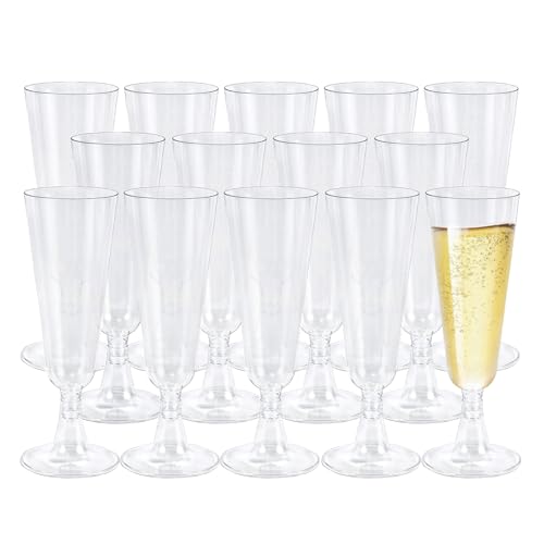 Sektgläser Plastik 50 Stück, 150ml Transparent Champagner Gläser, Sektgläser Kunststoff, Mehrweg Plastik Champagnergläser Cocktailgläser für Partys, Hochzeiten, Geburtstage