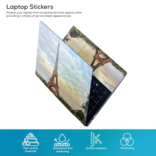 Image of Galaxsia Love Paris Top+Wrist Pad Vinyl Laptop Skin /Sticker /Cover Upto 15.6 Inches Laptops Laminated-Removable-HD Quality Compatible for Hp-Dell-Sony-Lenovo-Asus etc.(15x10 Inches)