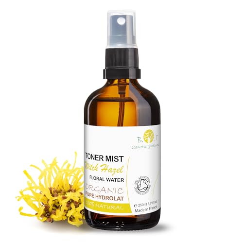 Limpiador Facial Witch Hazel 250 ml Agua de Hamamelis Pura Tónico Facial Astringente Purificante Piel Grasa, Mixta y Sensible (Efecto Calmante) Cosmética Casera.