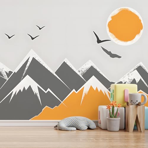Sticker mural montagne aquarelle pour créer un salon cocooning chaleureux