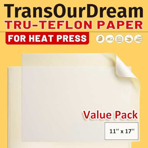 Image of TransOurDream PTFE Teflon Paper for Heat Press (30 Sheets, 16.5x11.7 inch) Reusable Non-Stick Paper for Iron-on Transfer, Sublimation, HTV Vinyl, DTF and Craft Projects