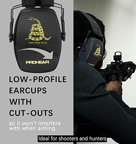 Prohear 016 Ear Protection Safety Earmuffs For Shooting, Nrr 26Db Noise Reduction Slim Passive Hearing Protector With Low-Profile Earcups, Compact Foldable Ear Defenders For Gun Range, Hunting (Dtom) #TOP2