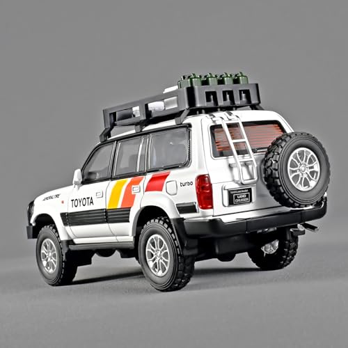 Carro Land Cruiser LC80 1:24 miniatura de metal blanco miniatura 7