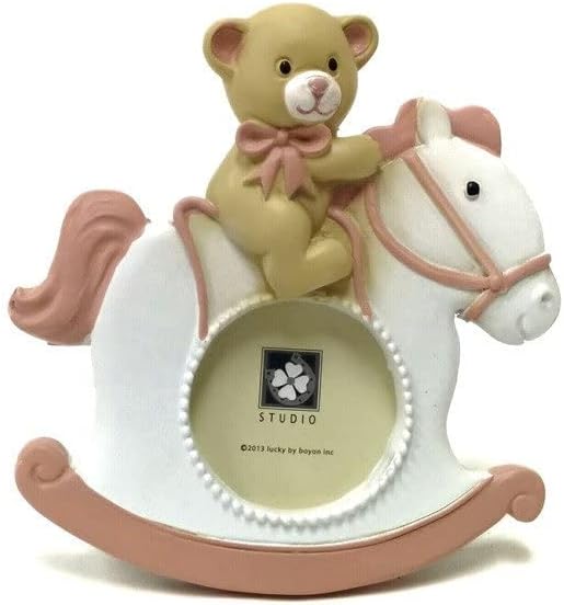 Bear with Pink On A Rocking Horse Picture Frame