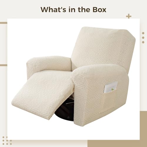 Housse de canapé extensible beige 70-104 cm avec rangement | Lot de 4 - 5