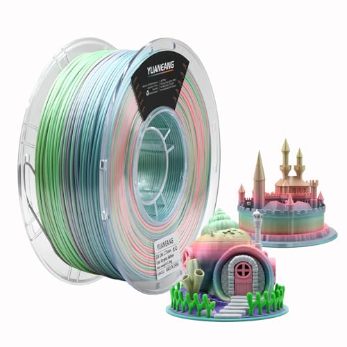 YUANEANG Regenbogen-PLA 3D-Drucker-Filament, 1 kg Spule (2,2 lbs), 1,75 mm 3D-Druckmaterial, Mehrfarbiges PLA, Farbverlaufsfilament für die meisten FDM-3D-Drucker, Leuchtende Farben