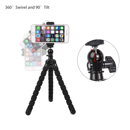 Phone Mini Tripod, Ruittos Premium Flexible Mobile Phone Tripod Stand Compatible with iPhone Samsung Go Pro, Small Digital Camera, Black