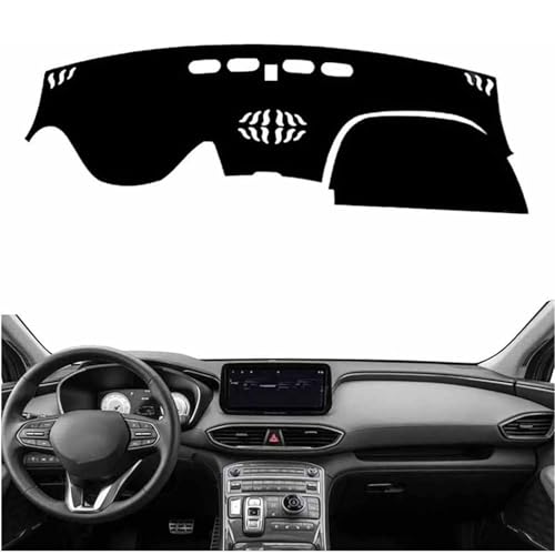 AHDHAJAQ Alfombrilla Protectora Salpicadero De Coche, para Hyundai Santa Fe HEV 2021 2022 Salpicadero Cubierta Protectora Antideslizante, Interiores para Consola Central,A/LHD(Black)