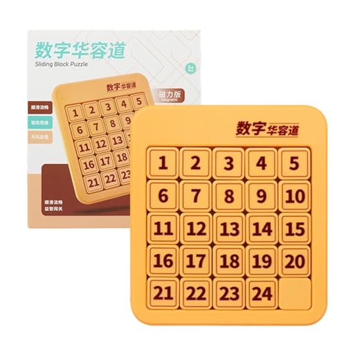 Educational Slide Puzzle, Brain Teaser Game, 8 Inches Number Board with Magnetic Pieces, Wooden Logic Blocks Build, Thinking Toy with Easy Play, Family Activity for Kids Adults Boys Girls