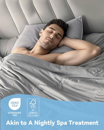 Bedtter® Luxe Cooling Comforter Twin/Twin XL, Cooling Blanket for Hot Sleepers, Q-Max>0.46 Sorona and Tencel Filling, Double-Sided Cold Breathable Lightweight Blanket, 68"x90", Gray