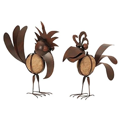 2 er Set Riesen Metall Figuren Vogel mit Stein 32cm Cover