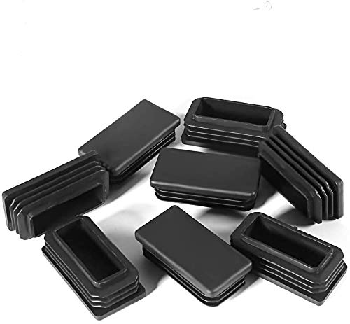 Image of 8pcs 1 inch x 2 inch Black Rectangle Tubing for Plastic Plugs Anti Slip Chair Leg Caps Pipe Tubing End Cap Durable Chair Glide.