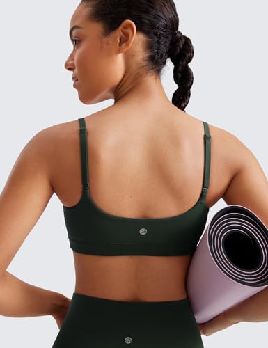 Image of CRZ YOGA Butterluxe Scoop Neck Sports Bras | Light Support, Removable Pads, Yoga, Extremely Soft, U Back, Adjustable Spaghetti Straps, for Women