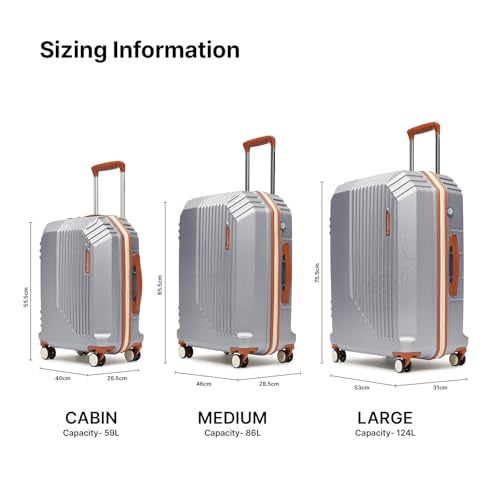 Image of uppercase Vector (Cabin) 55cm, Sustainable Trolley Bag, Hardsided Anti-Scratch 8 Wheel Double Spinner Luggage, TSA Lock & Anti-Theft Zippers, Suitcase for Unisex, 2000 Days Warranty (Silver)