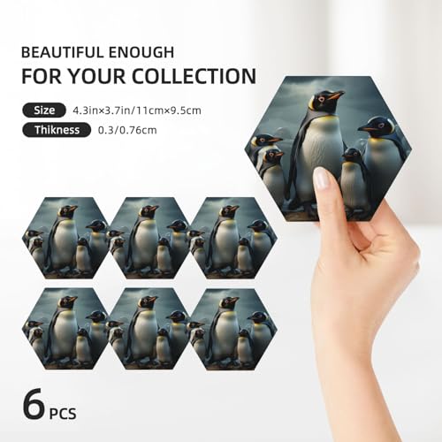 Dessous de verre céramique pingouin avec support lot de 6 absorbants - 4