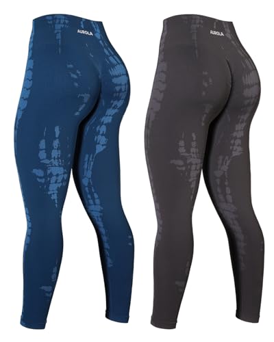 Image of AUROLA Serpent Snake Seamless Scrunch Workout Leggings for Women,Girls Squat Proof Ribbed Thick Active Gym Pants