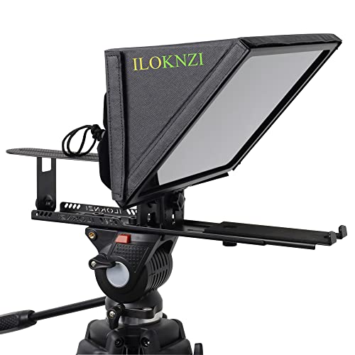 Iloknzi 12 Inch Aluminum Lifting Teleprompter For Tablets With 70/30 Tempered Optical Glass & Remote Control, Suitable For Tik Tok Studio Make Videos Studio Make Videos And Live #TOP3