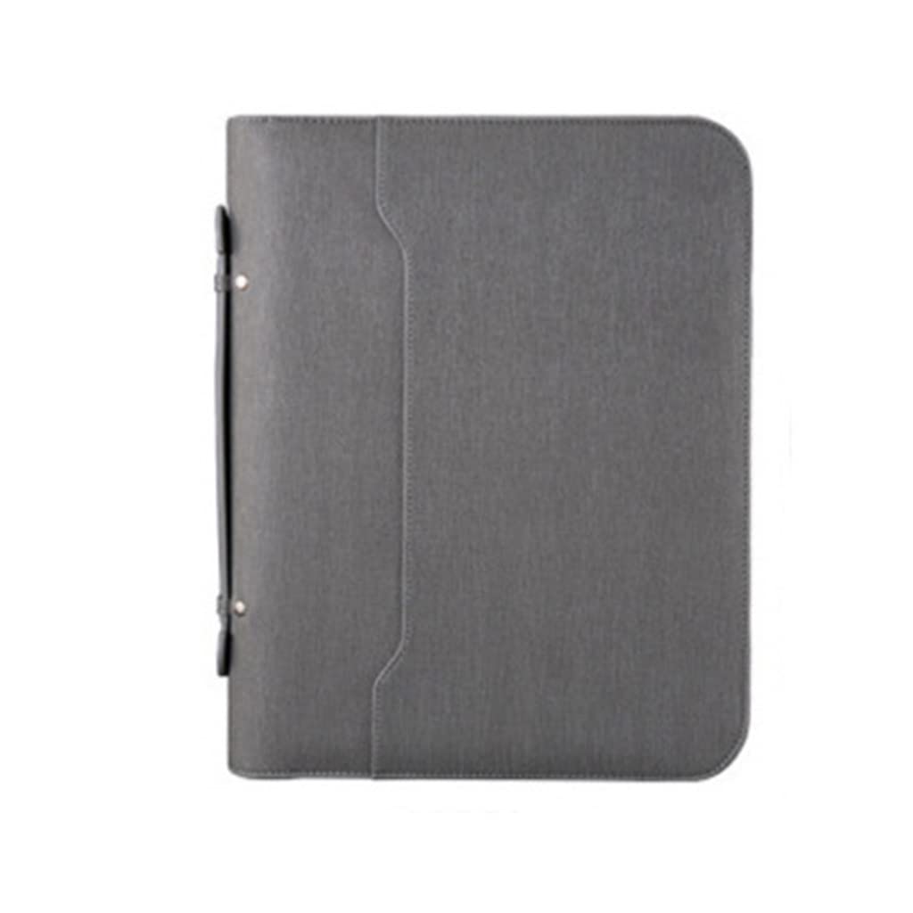 Cartella Appunti Cartella for conferenze for dirigenti aziendali con cerniera, formato A4, con raccoglitore a 4 anelli, for ufficio, scuola, casa, lavoro e uso commerciale(Gray,12digit calculator)