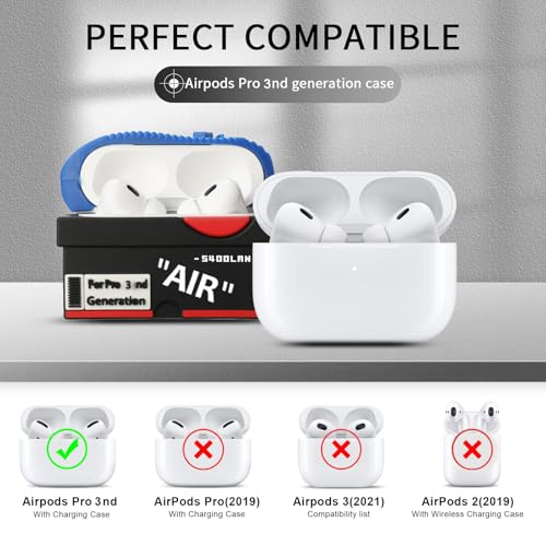 Image of [2Pack]Compatible Airpods Pro 3 Case (2025),Cute Cartoon Shoe Box Soft Silicone Protective Cases for Apple AirPods Pro 3rd Generation Case,Airpod Pro 3 Cover with Keychain for Women Men,Red+Deep blue